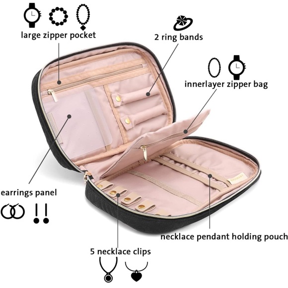 BAGSMART Black Jewelry Organizer Travel Bag - Picture 3 of 11